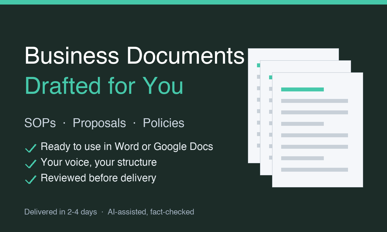 Preview card for business document drafting